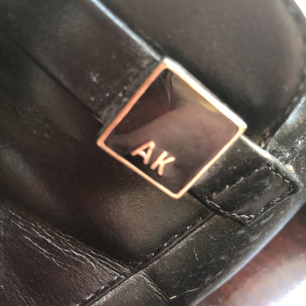 Ann Klein leather loafers in size 6M EUC black with AK logo in gold on strap - Picture 2 of 16